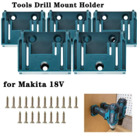 5 Packs Tools Drill Mount Holder, Fit for Makita 18V Li-ion Drill Tools Holder Dock Hanger with 20 Screws(cyan-blue, No Tool)