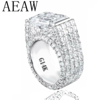 AEAW Solid 14K Gold 15-20ctw Moissanite Engagement Ring Wedding Moissanite Full Enternity Diamond Band For Women