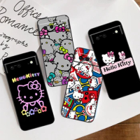Sanrio Hello Kitty Cartoon For Google Pixel 8 7A 7 6A 6 5A 5 4 4A XL 5G Black Silicon Shockproof Shell Cover Phone Case
