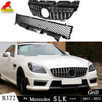 R172 Grille GTR Style Front Bumper Grill for Mercedes Pre-facelifted R172 SLK Class 2011-2015 SLK200 SLK250 SL300 Hood Mesh Grid