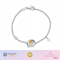 UBS Gold - Gelang Emas Anak Disney Princess Cinderella - 8k - Hgy0223k 15cm-White Gold