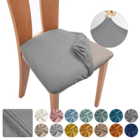 Jacquard Chair Cushion Cover Stretch Chair Covers For Dining Room Removable Washable Solid Color Chair Seat Case Home Decor