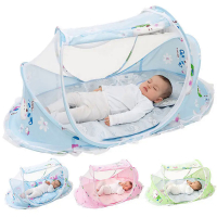 Foldable Baby Infant Crib Cradle Anti-Bug Tent Net with Mattress Pillow Portable Nursery Bed Crib Canopy Travel Beach Park Play