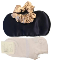 New Silk Suit 19MM Mulberry Silk Eye Mask 4pcs Set Breathable Silk Socks Hair Ring With Bag