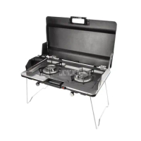 Outdoor Double Head Gas Stove Foldable Portable Stove Aluminum-magnesium Alloy Cooking Hiking Picnic Camping Gas Stove B20