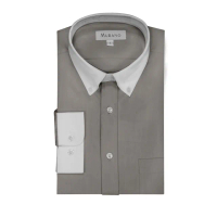 【MURANO】馬卡龍色系白領撞色長袖襯衫(台灣製、現貨、時尚灰)