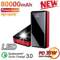 Portable Charger Power Bank 80000mAh Digital Display External Battery 4 USB LED PowerBank for Smartphone Xiaomi IPhone14 Samsung