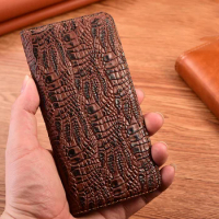 Crocodile Claw Genuine Leather Flip Case For Asus Rog 3 5 Ultimate 5s 6 Pro Rog Phone II ZS660KL Card Pocket Wallet Phone Cover