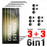 6in1 For Samsung Galaxy S23 Ultra SM-S918B 9D Curved Tempered Glass Screen Protector For Samsung Samsun S23 Ultra Camera Film
