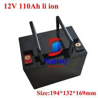 waterproof 12v 110ah lithium ion bateria 110ah li ion 18650 BMS Rechargeable for Solar energy storage caravan UPS + 10A Charger