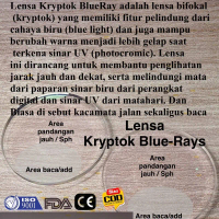 LENSA BLUERAYS KRYPTOK OPTIK ISO 9001 ANTIRADIASI BACA SEKALIGUS JALAN BIFOCAL Sunglasses Glasses Ey