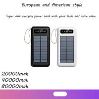 Large Capacity Mobile Power 10W 80000mAh Outdoor Solar Super Supply Type-C + Shared Detachable Charging Cables