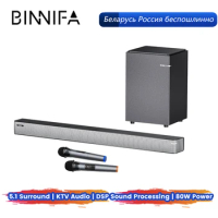 BINNIFA Home Theater Play 7D Subwoofer Speakers DSP Digital Audio Bluetooth 5.0 60Hz Bass 5.1 Surround Sound Karaoke Home System