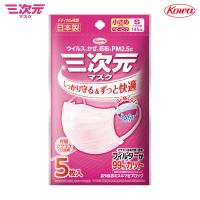【KOWA日本興和】三次元醫療用口罩 粉紅色/S(5入)