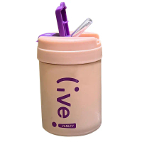 Double Drinking Coffee Cup 316 Stainless Steel Insulated Cup Children's Mini Straw Cup Student Cup M