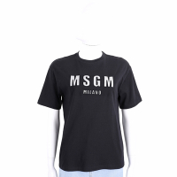 MSGM 童裝 銀蔥立體字母黑色短袖TEE T恤