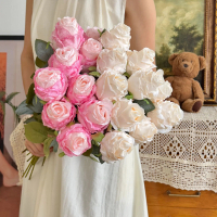 Simulated scorched-edge rose, fire-roasted vintage rose, home decoration flower, artificial flower, 