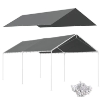 10' x 20' Carport Replacement Top Canopy Cover, UV Resistant and Water Resistant Car Port Portable Garage Tent Cover, Dark Gray