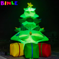 25foot Outdoor Decoration Inflatable Christmas Tree With Stars And Gift Boxes LED Lighting For Night Show