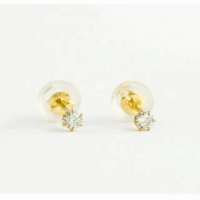 【me.luxe】K10黃K鑽石6分6爪鑲耳環(日本輕珠寶網路銷售NO.1)
