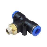 Free shipping Pneumatic quick connection-peg T type PB 4 6 8 10 12mm-(M5" 1/8" 1/4" 3/8" 1/2") Tee threaded Fitting