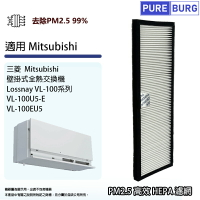 適用三菱Mitsubishi Lossnay壁掛式VL-100U5-E VL-100EU5全熱交換機/新風機HEPA濾網濾芯