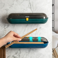 筷子盒收納置物架家用廚房筷籠子壁掛式免打孔帶蓋防塵瀝水筷子筒