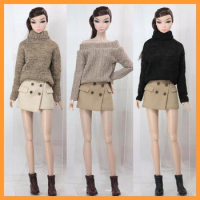 [Customized] 1/6 Female Sexy Off-shoulder/Turtleneck Loose Sweater Irregular Mini Skirt for Momoko OB FR Nippon Poppy Parker Dol