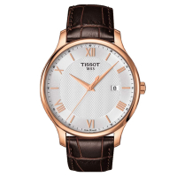TISSOT 天梭 Tradition系列 懷舊古典時尚腕錶-42mm玫瑰金色 T0636103603800
