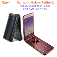 Original Samsung Galaxy Folder2 Folder 2 G1650 Quad Core Dual Sim 2GB RAM 16GB ROM 8.0MP 3.8" Flip 4G LTE Smart Mobile Phone