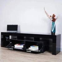 Black TV Stand for 70 Inch TV, Modern Console Cabinet Table with 16 Colors LED Lights