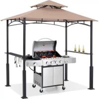 ABCCANOPY 8'x 5' Grill Gazebo Canopy - Outdoor BBQ Gazebo Shelter with LED Light, Patio Canopy Tent for Barbecue and Picnic