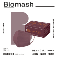 【雙鋼印】“BioMask保盾”醫療口罩莫蘭迪系列-勃根地紅-成人用(20片/盒)(未滅菌)
