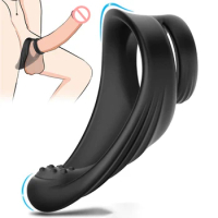 Silicone Penis Ring Bind Cock Ring Sex Toy for Men Erection Prostate Massage Dual Ring Delay Ejaculation Lock Ring