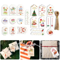 50PCS Party Cards DIY Xmas Decoration Santa Claus Kraft Paper Christmas Tag Gift Wrapping Hang Tags Christmas Labels