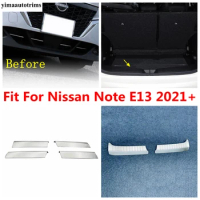 For Nissan Note E13 2021 2022 Front Bumper Bottom Grille Strip / Rear Trunk Door Sill Guard Plate Protection Trim Accessories