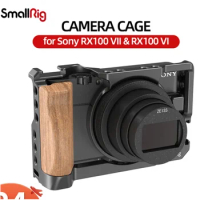 SmallRig Cage for Sony RX100 VII &amp; RX100 VI Camera Feature w/ Wooden Side Handle Cold Shoe Mount Fr Microphone DIY Options 2434