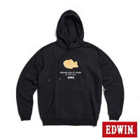 EDWIN 東京散策系列 鯛魚燒連帽長袖T恤-男女款 黑色