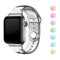 Transparent Silicone Strap for Apple Watch Band 40mm 44mm 45mm 41mm 38mm 42mm 49 Glitter Women Sport iWatch ultra2 9 8 7 SE 6 3