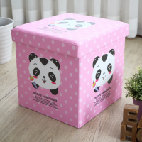 EASY HOME-耐重可摺疊收納椅凳-粉紅貓熊 (38x38x38cm)