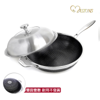 MASIONS 美心 維多利亞Victoria 皇家316不鏽鋼複合黑晶鍋炒鍋34cm(台灣製造 電磁爐適用)