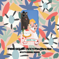 mylittlebubble可愛熊與女孩韓國插畫iphone11promax磨砂手機殼