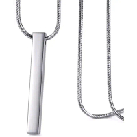 kalung titanium model bulat silver liontin balok silver kalung pria