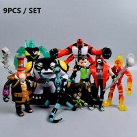 9Pcs Ben 10 Toys - Tennyson Ghostfreak Matter Heatblast PVC Action Figures Toys Monkey