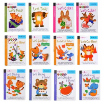 FULL SET (ISI 12) KUMON First Steps Workbook Ages 2 years and up Lets Sticker Paste Cut Fold Color