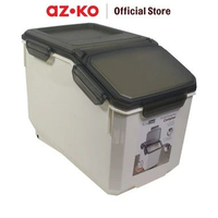 MJ AZKO Kris Tempat Beras Plastik Double Seal 12.5 Liter - Abu-Abu Bin Beras Storage Rice Kontainer 