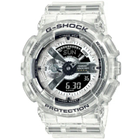 【CASIO 卡西歐】G-SHOCK 40周年紀念款 透明獨特耐衝擊運動雙顯腕錶/透明白(GA-114RX-7A)
