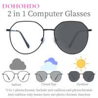 DOHOHDO 2023 Classic Anti Blue Light Blocking Glasses Men Photochromic Eyeglasses Frames Computer Women Sunglasses Goggles UV400