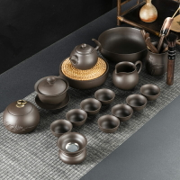 家用創意紫砂功夫茶具套組辦公室會客泡茶壺蓋碗茶杯茶海茶洗
