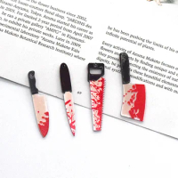 10pcs Bloody Dagger Knife Saw Acrylic Charms Double-Sided Hallowmas Earring Keychain Pendant Diy Funny Jewelry Making